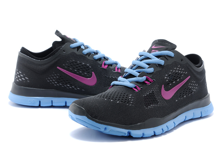 New Women Nike Free 5.0 Black Blue Purple Training Shoes - Click Image to Close