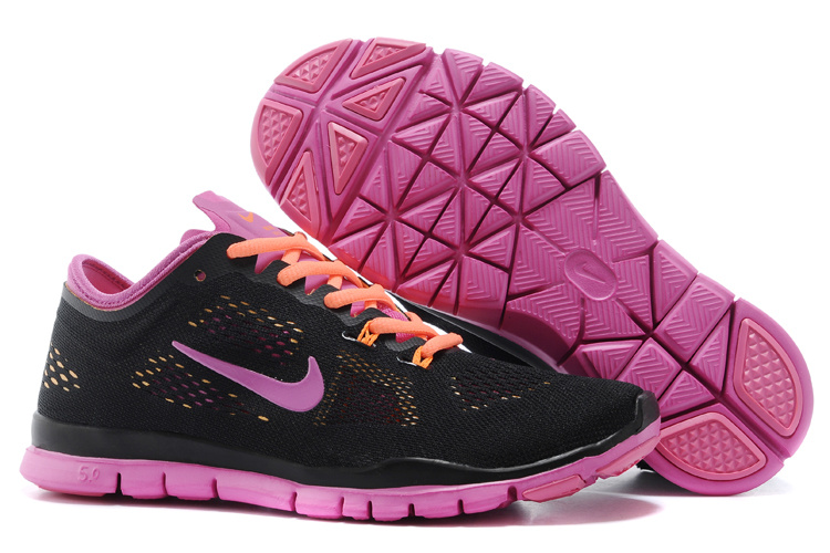 New Women Nike Free 5.0 Black Purple Orange Training Shoes