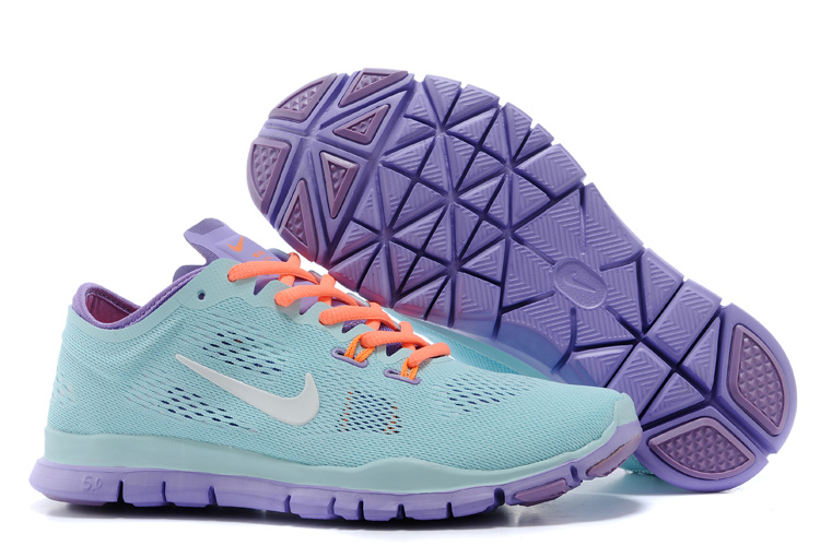 New Women Nike Free 5.0 Green Purple Orange Training Shoes - Click Image to Close