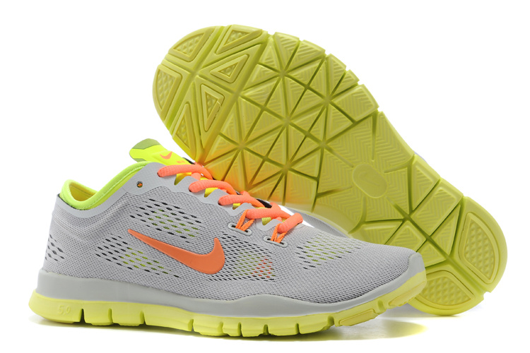 New Women Nike Free 5.0 Grey Orange Fluorscent Training Shoes
