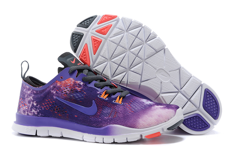 New Women Nike Free 5.0 Purple Orange White Training Shoes