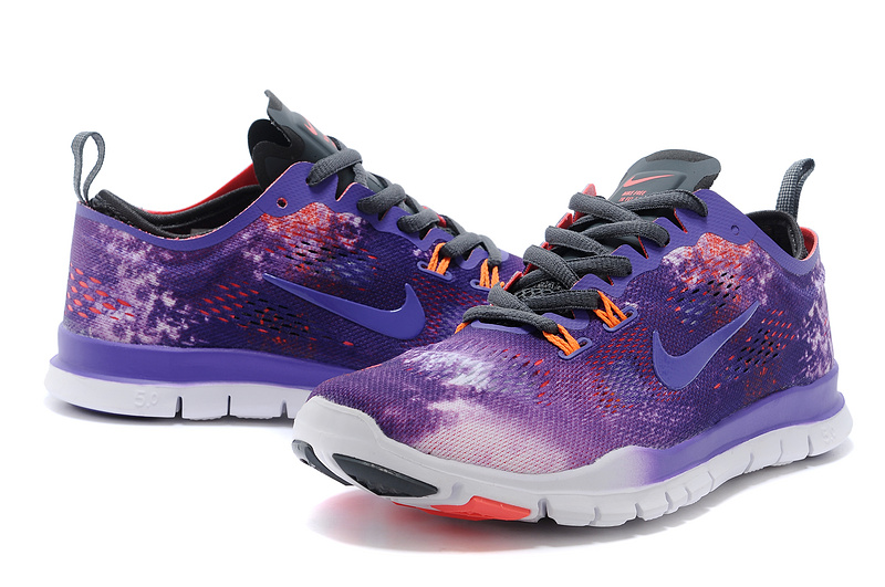 New Women Nike Free 5.0 Purple Orange White Training Shoes - Click Image to Close