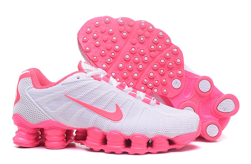 New Women Nike Shox TLX Plastic Surface White Pink Shoes