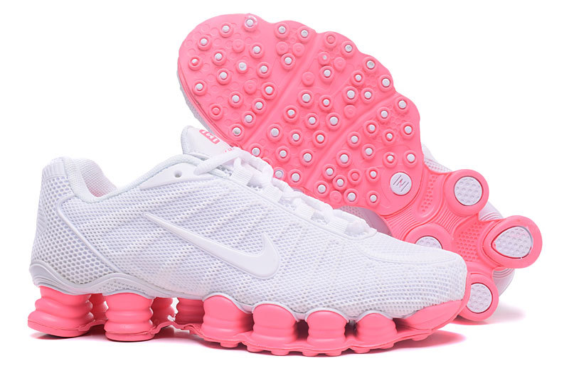 New Women Nike Shox TLX Plastic Surface White Red Shoes - Click Image to Close