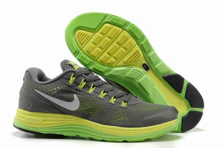 Nike 2013 Moonfall Grenadine Grey Yellow Green Sport Shoes - Click Image to Close