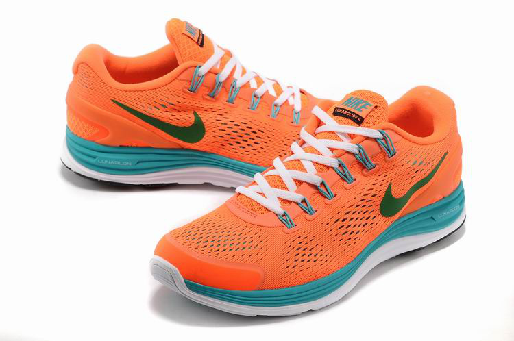 Nike 2013 Moonfall Grenadine Orange Blue White Sport Shoes - Click Image to Close