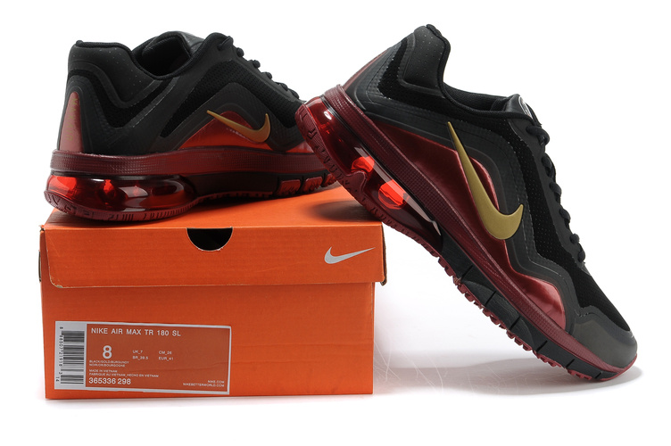 Nike Air Max TR 180 Shoes Black Red Gold - Click Image to Close