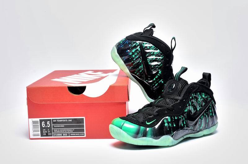 Nike Air Foamposite One Black Green Shoes For Women - Click Image to Close