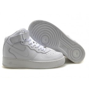 Nike Air Force 1 High All White Shoes - Click Image to Close