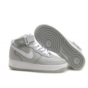 Nike Air Force 1 High Grey White Shoes - Click Image to Close
