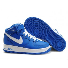 Nike Air Force 1 High Sea Blue White Shoes - Click Image to Close