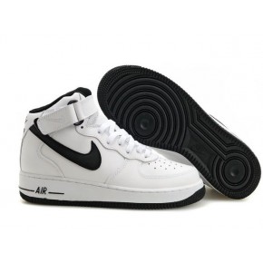 Nike Air Force 1 High White Black Swoosh Shoes