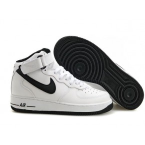 Nike Air Force 1 High White Black Swoosh Shoes - Click Image to Close