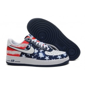 Nike Air Force 1 Low Blue Star White Red Shoes - Click Image to Close