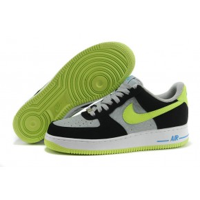 Nike Air Force 1 Low Grey Black Fluorscent Green Shoes - Click Image to Close