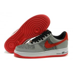 Nike Air Force 1 Low Grey Red Black Shoes - Click Image to Close