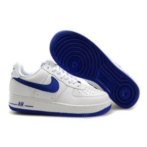 Nike Air Force 1 Low White Blue Swoosh Shoes - Click Image to Close