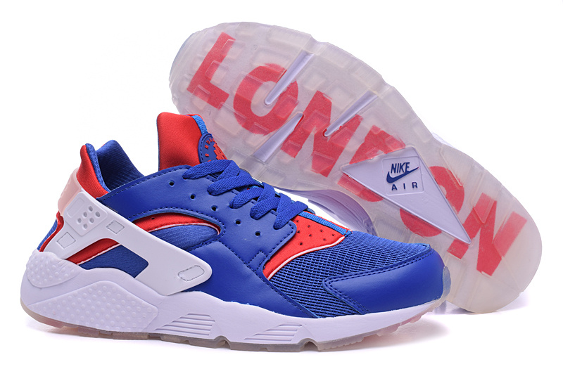 Nike Air Huarach London Blue Red White Shoes - Click Image to Close