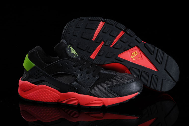 Nike Air Huarache Black Red Green Running Shoes - Click Image to Close