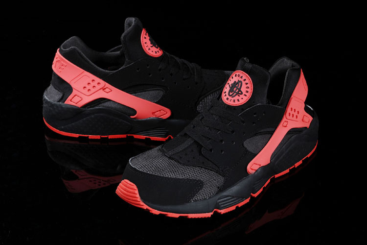 Nike Air Huarache Black Red Women Running Shoes - Click Image to Close