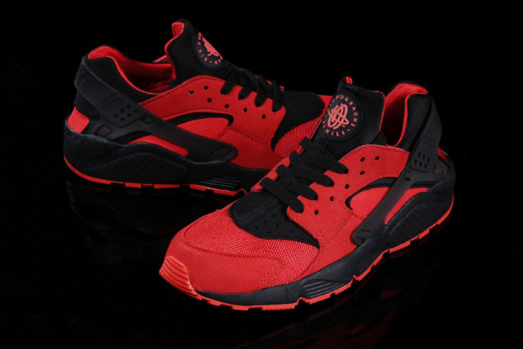 Nike Air Huarache Red Black Women Running Shoes - Click Image to Close
