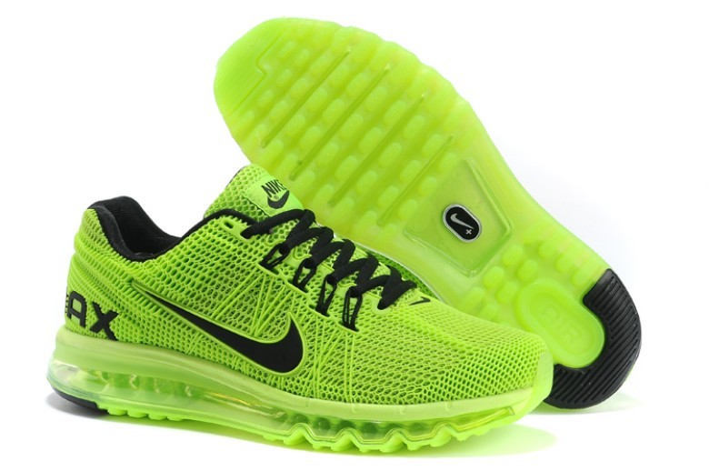 Nike Air Max 2013 Fluorscent Green Black Lovers Sport Shoes