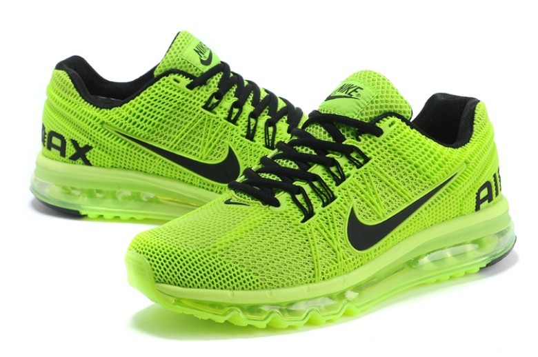 Nike Air Max 2013 Fluorscent Green Black Lovers Sport Shoes - Click Image to Close