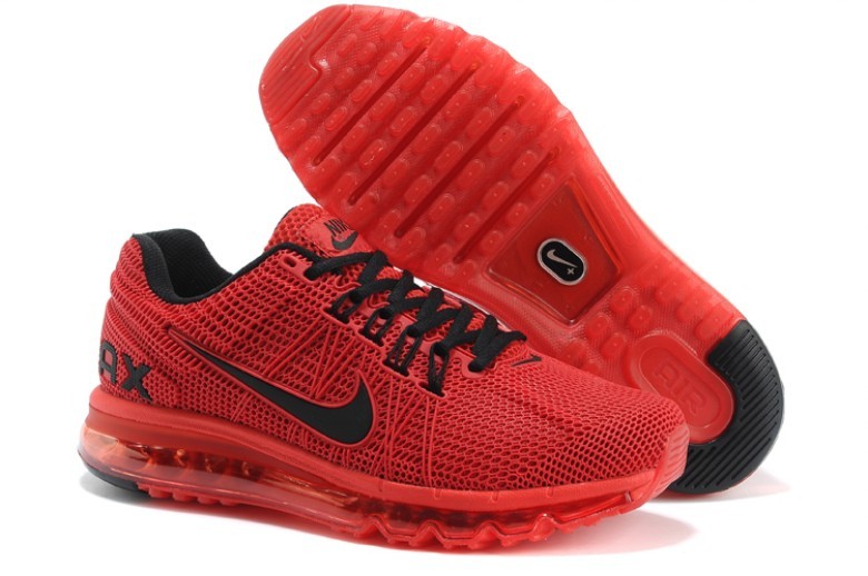 Nike Air Max 2013 Red Black Logo Sport Shoes - Click Image to Close