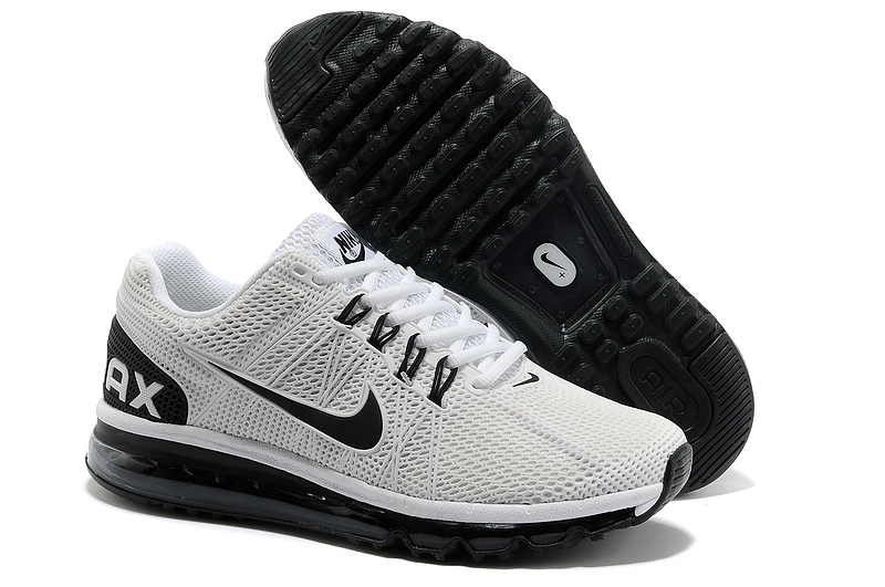 Nike Air Max 2013 White Black Sport Shoes - Click Image to Close