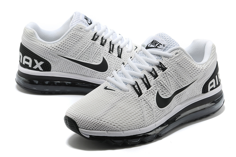 Nike Air Max 2013 White Black Sport Shoes - Click Image to Close