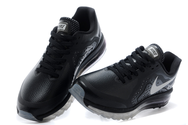 Nike Air Max 2014 Leather All Black Sport Shoes