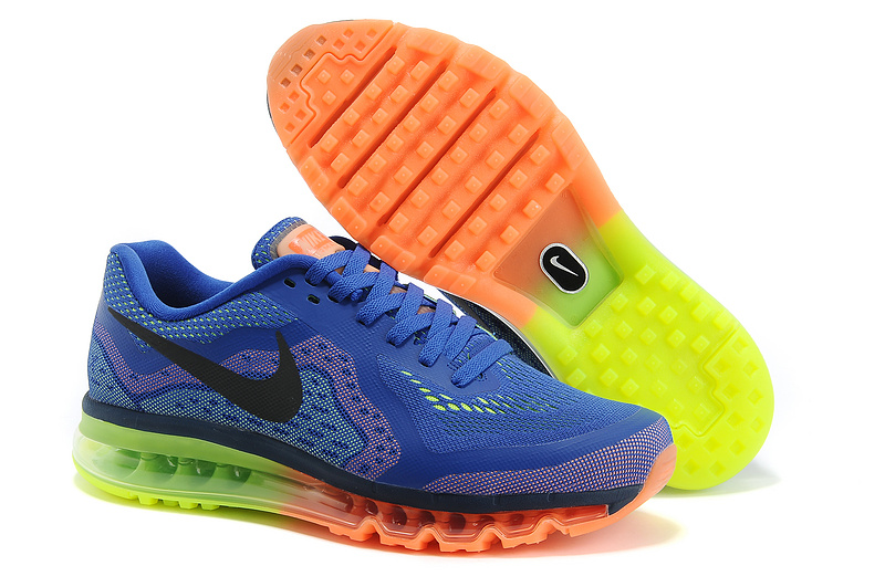 Nike Air Max 2014 Blue Orange Green Black Logo Shoes - Click Image to Close