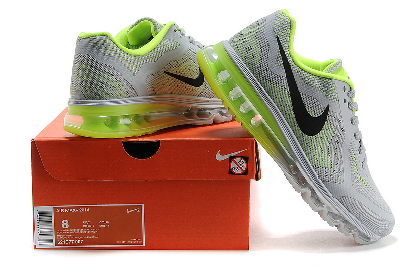 Nike Air Max 2014 Grey Fluorscent Green Shoes - Click Image to Close
