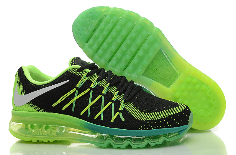 Nike Air Max 2015 Knit Black Green Shoes - Click Image to Close