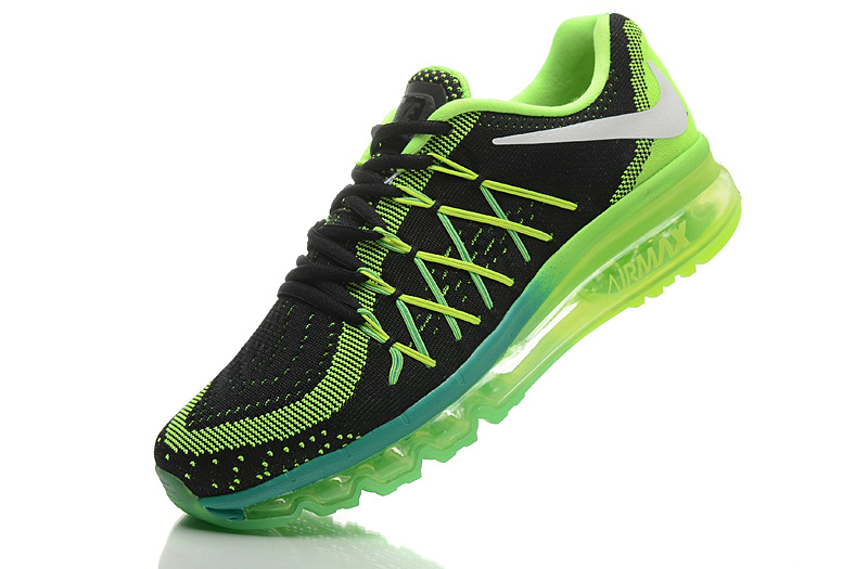 Nike Air Max 2015 Knit Black Green Shoes - Click Image to Close