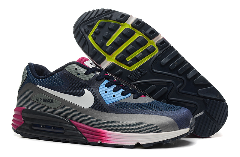 Women Nike Air Max 25 Anniversary Lunar90 C3 Black Grey Blue - Click Image to Close