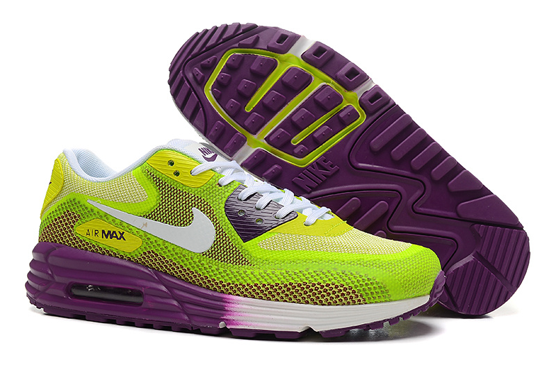 Women Nike Air Max 25 Anniversary Lunar90 C3 Green Purple White - Click Image to Close