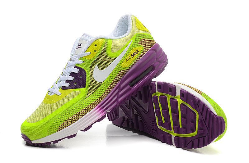 Women Nike Air Max 25 Anniversary Lunar90 C3 Green Purple White - Click Image to Close