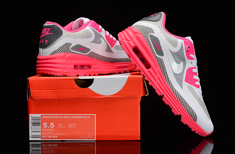 Women Nike Air Max 25 Anniversary Lunar90 C3 Silver Grey Pink