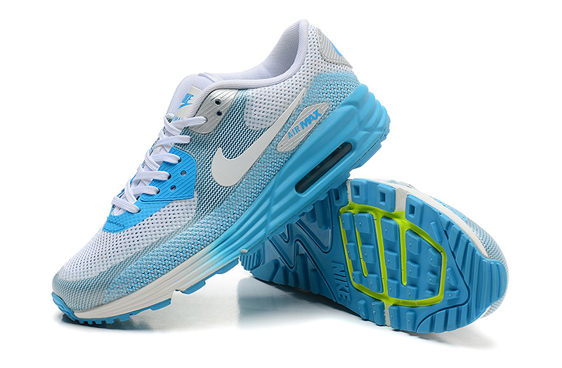 Women Nike Air Max 25 Anniversary Lunar90 C3 Silver Light Blue - Click Image to Close