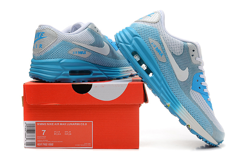 Women Nike Air Max 25 Anniversary Lunar90 C3 Silver Light Blue