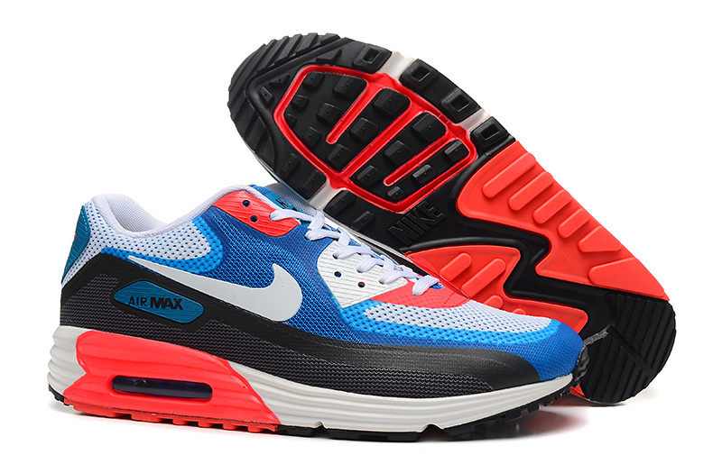 Women Nike Air Max 25 Anniversary Lunar90 C3 White Blue Black Red - Click Image to Close