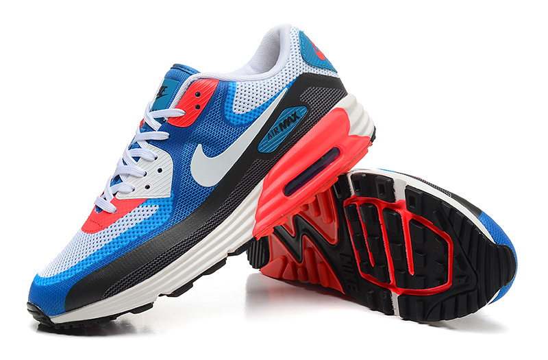 Women Nike Air Max 25 Anniversary Lunar90 C3 White Blue Black Red - Click Image to Close