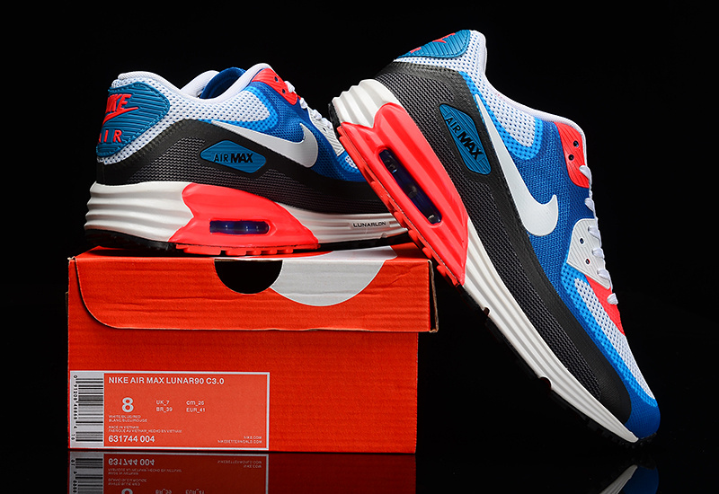 Women Nike Air Max 25 Anniversary Lunar90 C3 White Blue Black Red