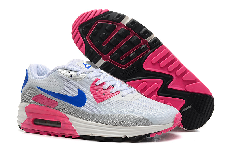 Women Nike Air Max 25 Anniversary Lunar90 C3 White Grey Pink Blue - Click Image to Close