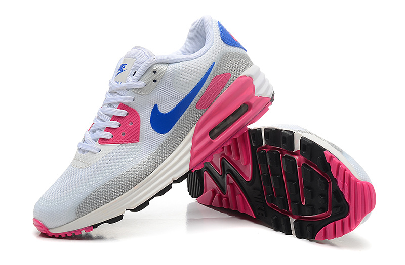 Women Nike Air Max 25 Anniversary Lunar90 C3 White Grey Pink Blue