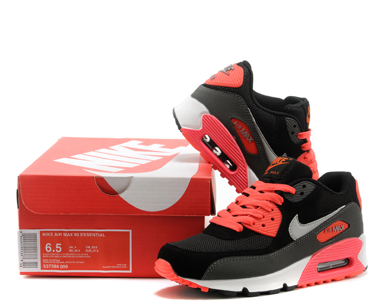 Nike Air Max 90 Black Orang Red Mens Shoes