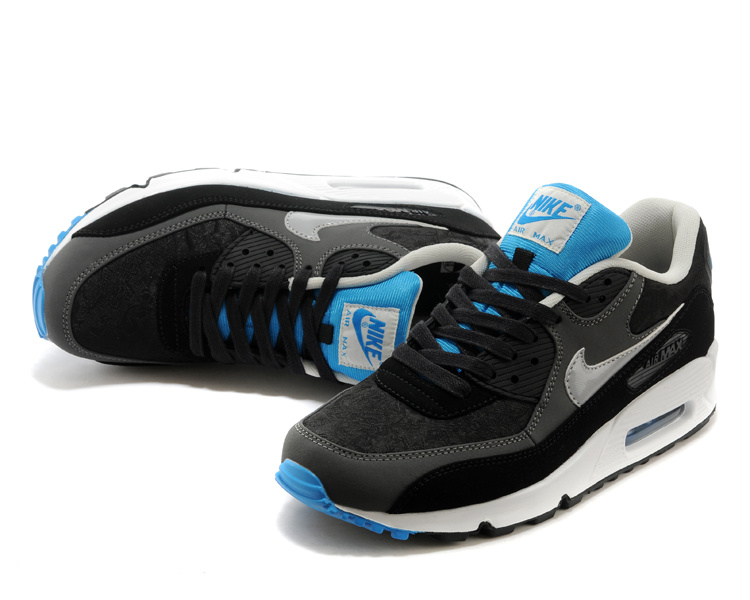 Nike Air Max 90 Black White Blue Women Shoes