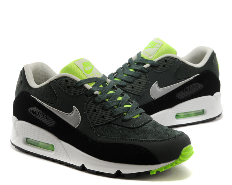 Nike Air Max 90 Black White Green Women Shoes - Click Image to Close