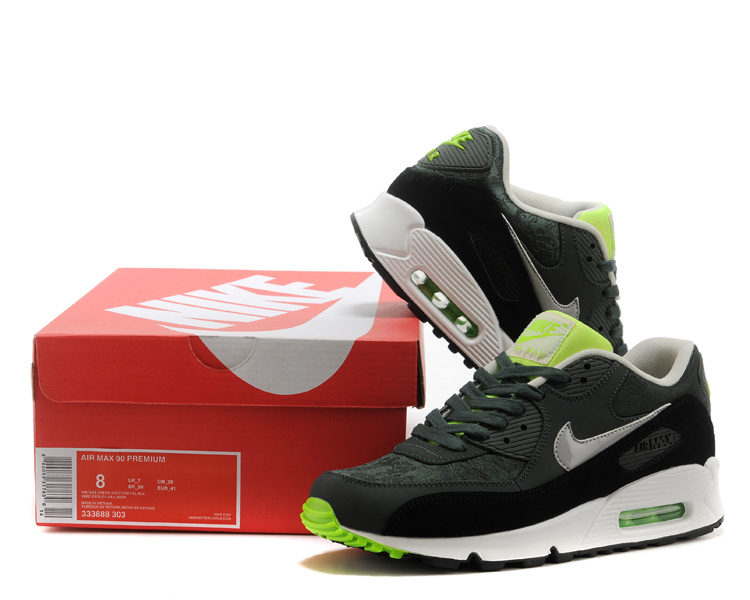 Nike Air Max 90 Black White Green Women Shoes - Click Image to Close